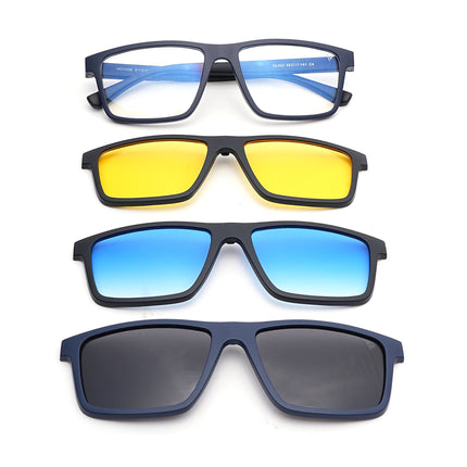 Voyage Blue Rectangle Eyeglasses for Men & Women (CL003FMG8628)
