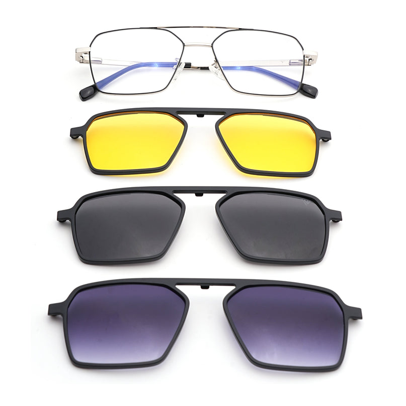 Voyage Silver Wayfarer Eyeglasses for Men & Women (CL201FMG8604)