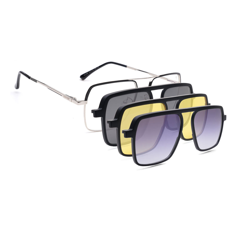 Voyage Silver Wayfarer Eyeglasses for Men & Women (CL209FMG8592)