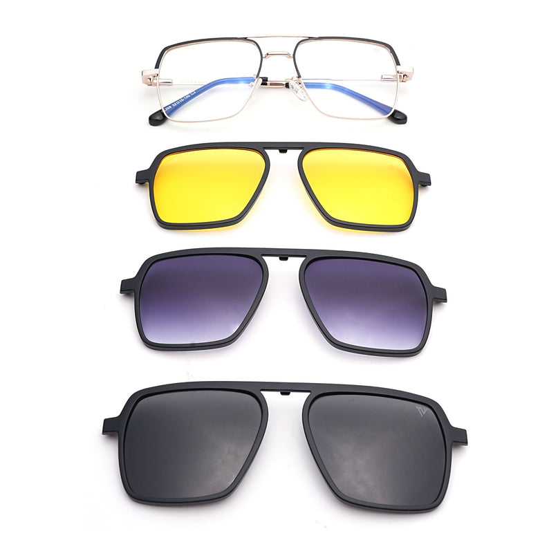 Voyage Golden Wayfarer Eyeglasses for Men & Women (CL209FMG8593)