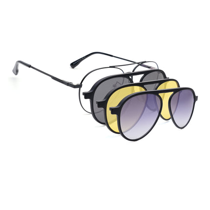 Voyage Black Aviator Eyeglasses for Men & Women (CL210FMG8594)