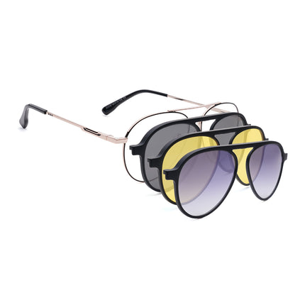 Voyage Golden Aviator Eyeglasses for Men & Women (CL210FMG8597)