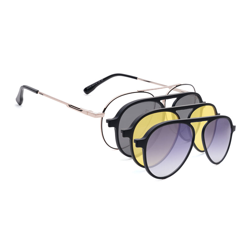 Voyage Golden Aviator Eyeglasses for Men & Women (CL210FMG8597)