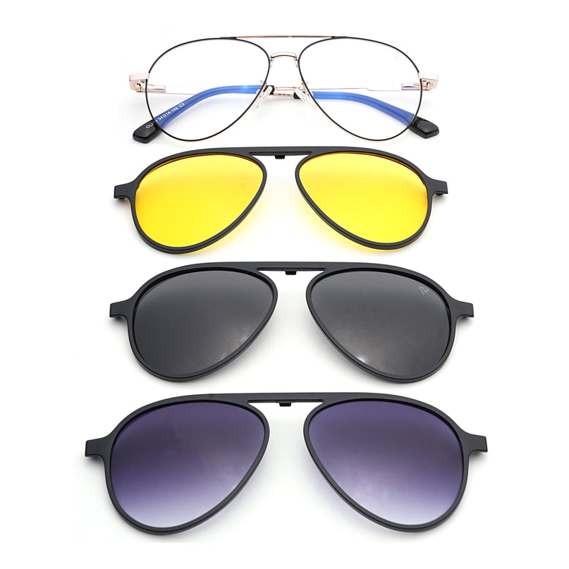 Voyage Golden Aviator Eyeglasses for Men & Women (CL210FMG8597)