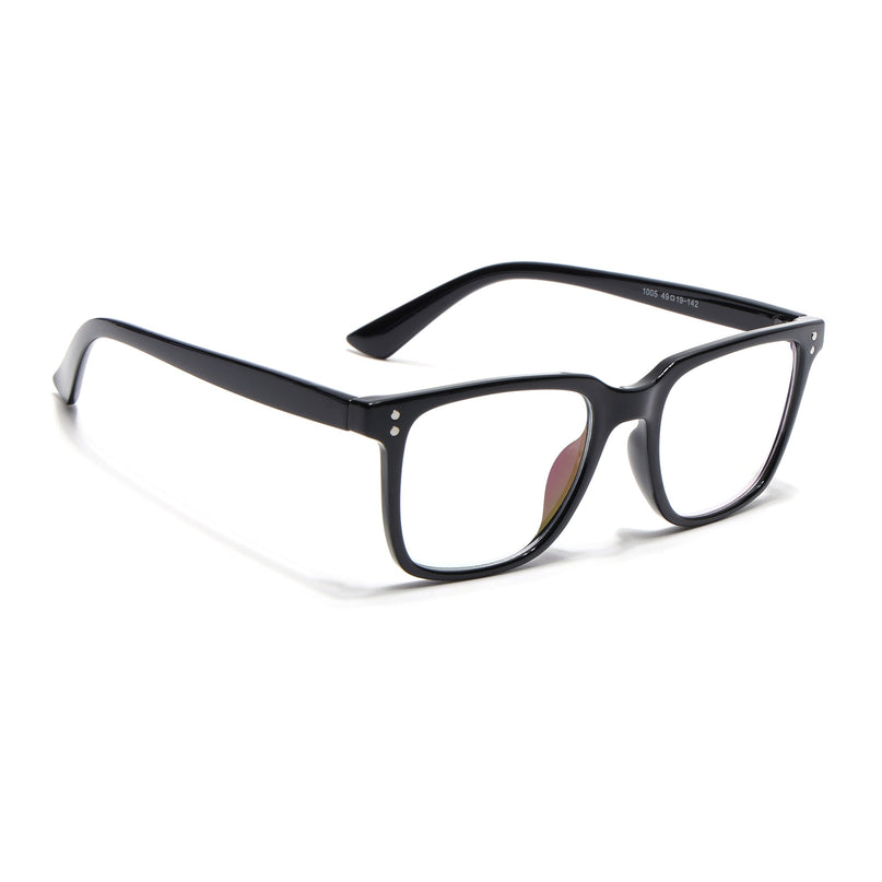 Eyejack Canment Shine Black Square Eyeglasses for Men & Women (CM1005FCL1756-C1)