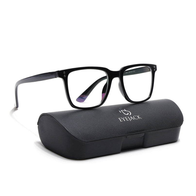 Eyejack Canment Shine Black Square Eyeglasses for Men & Women (CM1005FCL1756-C1)