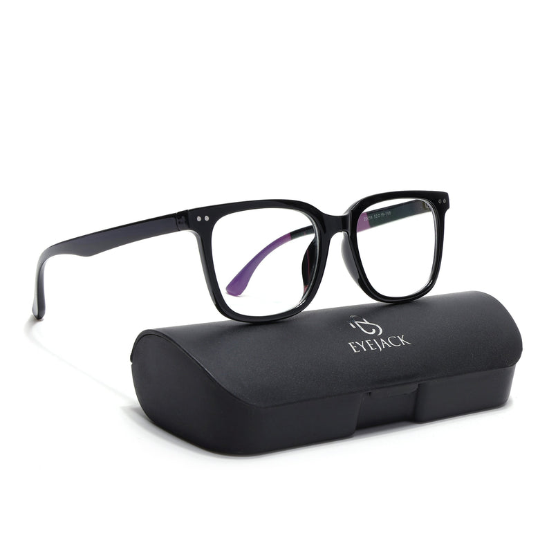 Eyejack Canment Shine Black Square Eyeglasses for Men & Women (CM20018FCL1838-C1)