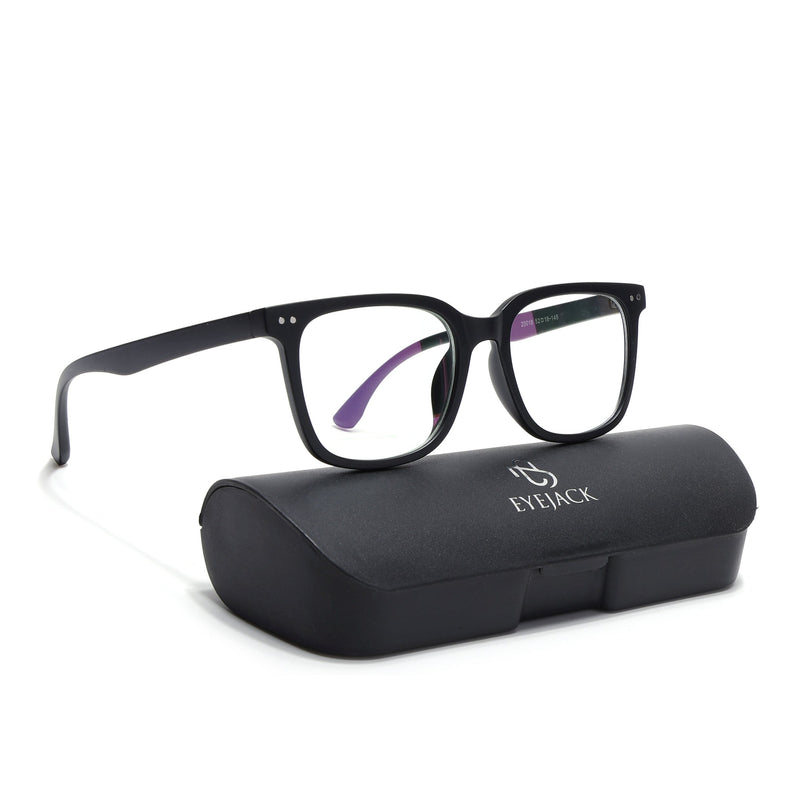 Eyejack Canment Matt Black Square Eyeglasses for Men & Women (CM20018FCL1839-C2)