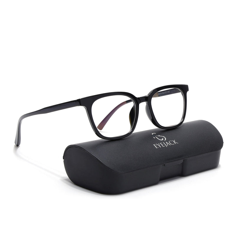 Eyejack Canment Shine Black Square Eyeglasses for Men & Women (CM20019FCL1848-C1)
