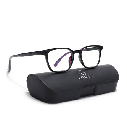 Eyejack Canment Shine Black Square Eyeglasses for Men & Women (CM20020FCL1858-C1)