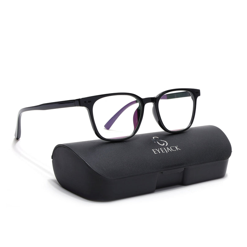 Eyejack Canment Shine Black Square Eyeglasses for Men & Women (CM20020FCL1858-C1)