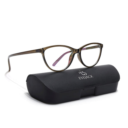 Eyejack Canment Olive Cateye Eyeglasses for Women (CM2363FCL1768-C3)
