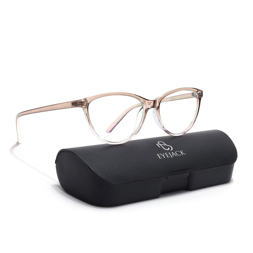 Eyejack Canment Brown & Clear Cateye Eyeglasses for Women (CM2363FCL1773-C8)