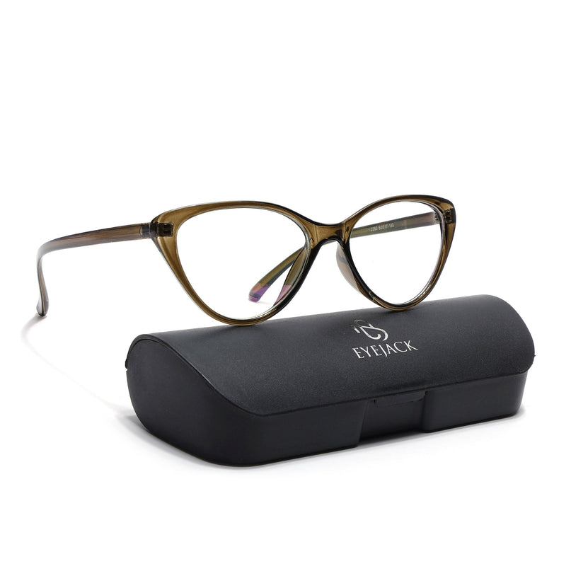 Eyejack Canment Olive Cateye Eyeglasses for Women (CM2383FCL1776-C3)