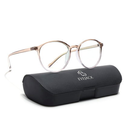 Eyejack Canment Brown & Clear Round Eyeglasses for Women (CM2439FCL1789-C8)