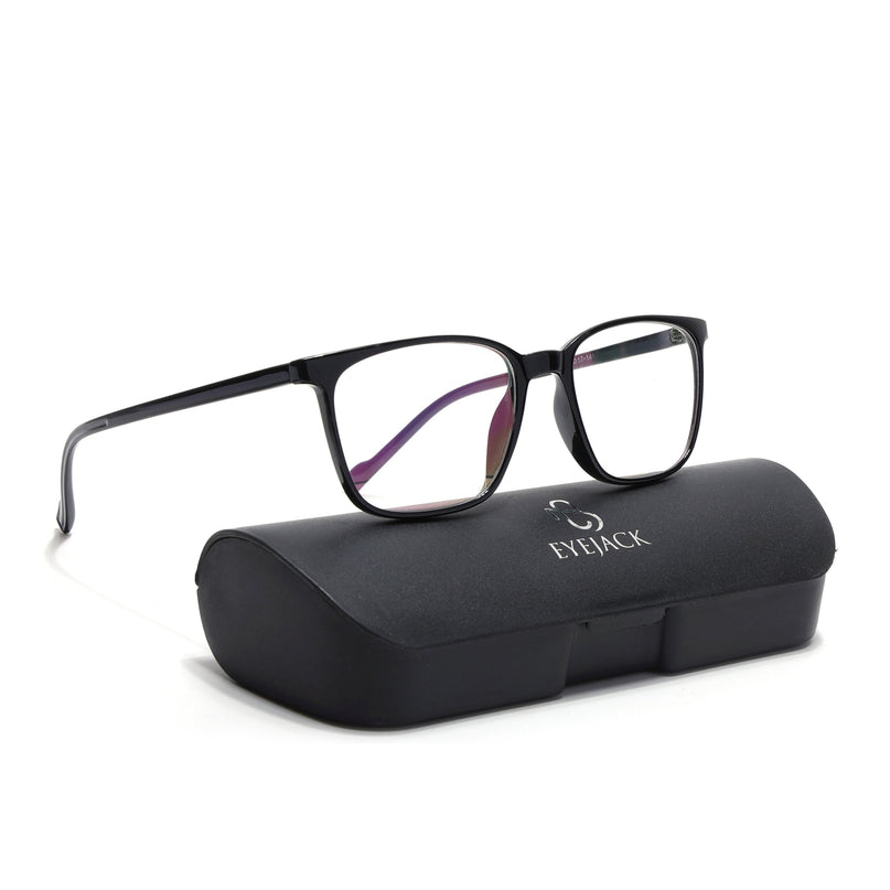 Eyejack Canment Shine Black Square Eyeglasses for Men & Women (CM2475FCL1790-C1)