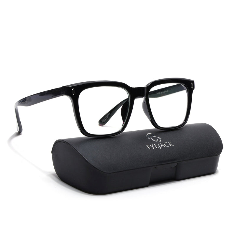 Eyejack Canment Shine Black Square Eyeglasses for Men & Women (CM28022FCL1898-C1)