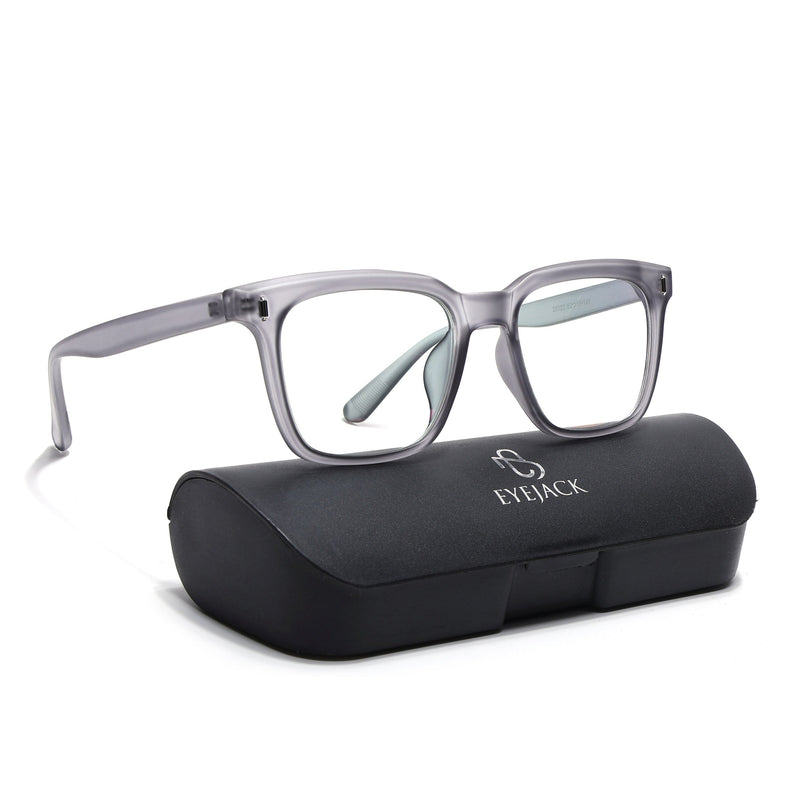 Eyejack Canment Grey Square Eyeglasses for Men & Women (CM28022FCL1900-C3)