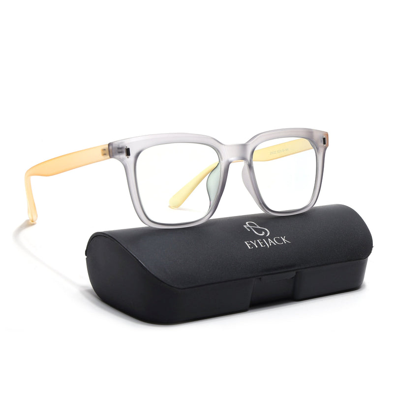 Eyejack Canment Grey Square Eyeglasses for Men & Women (CM28022FCL1901-C4)