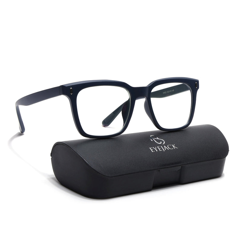 Eyejack Canment Navy Blue Square Eyeglasses for Men & Women (CM28022FCL1902-C5)