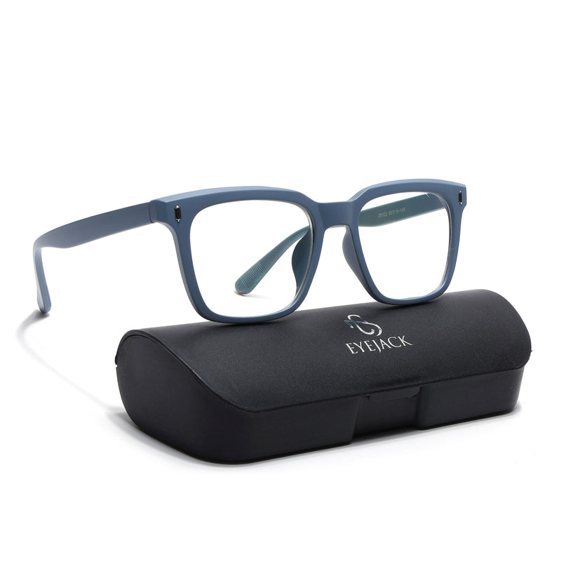 Eyejack Canment Sky Blue Square Eyeglasses for Men & Women (CM28022FCL1903-C6)