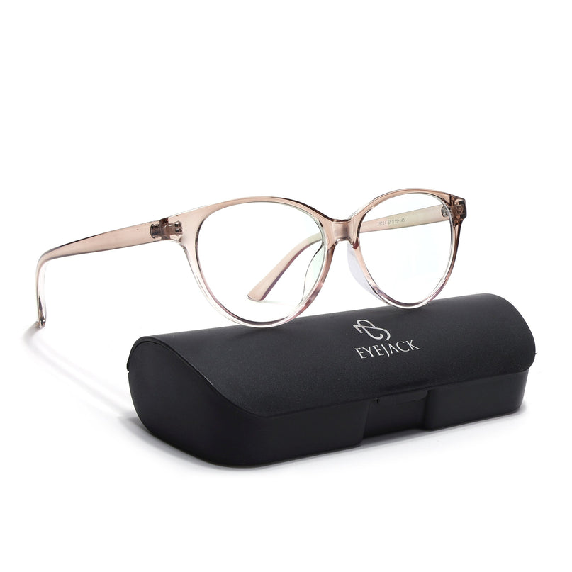 Eyejack Canment Brown & Clear Cateye Eyeglasses for Women (CM28024FCL1925-C8)