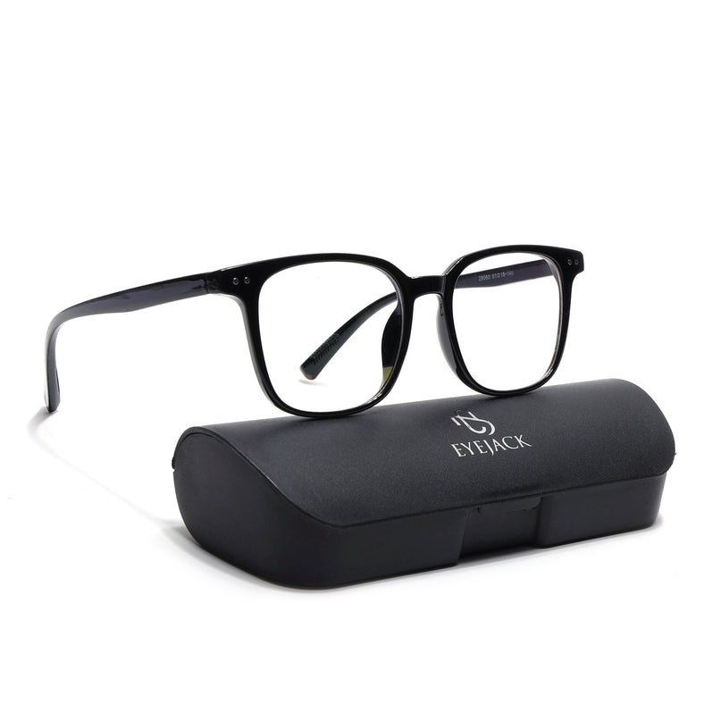 Eyejack Canment Shine Black Square Eyeglasses for Men & Women (CM28060FCL1936-C1)