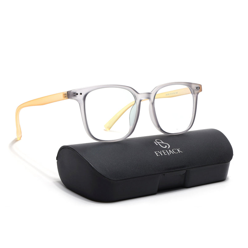 Eyejack Canment Grey Square Eyeglasses for Men & Women (CM28060FCL1939-C4)