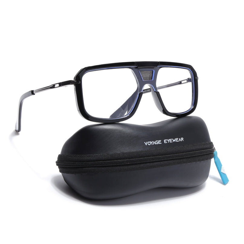 Voyage Goat Black & Grey Wayfarer Eyeglasses for Men & Women - MG5257-C1