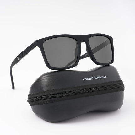 Dunk Matte Black Wayfarer Polarized Sunglasses | Black Lens - PMG5256