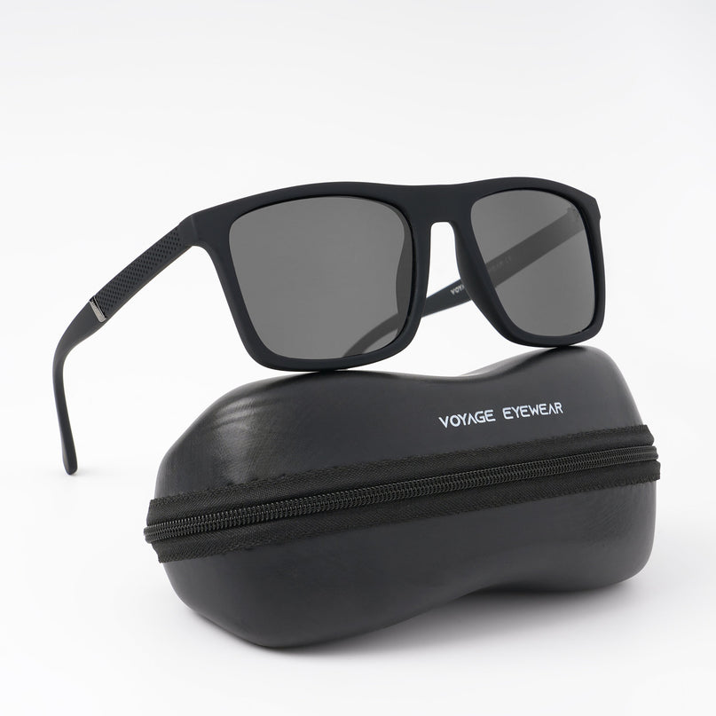 Dunk Matte Black Wayfarer Polarized Sunglasses | Black Lens - PMG5256