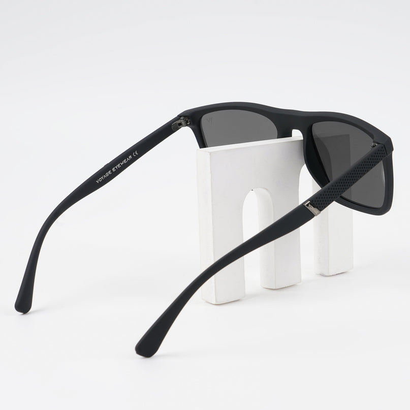 Dunk Matte Black Wayfarer Polarized Sunglasses | Black Lens - PMG5256