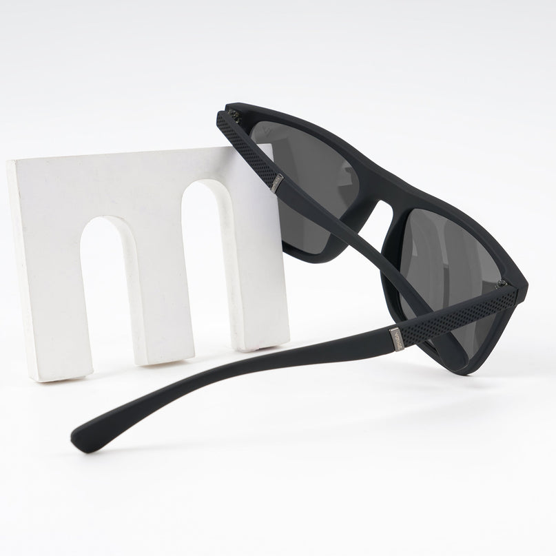 Dunk Matte Black Wayfarer Polarized Sunglasses | Black Lens - PMG5256