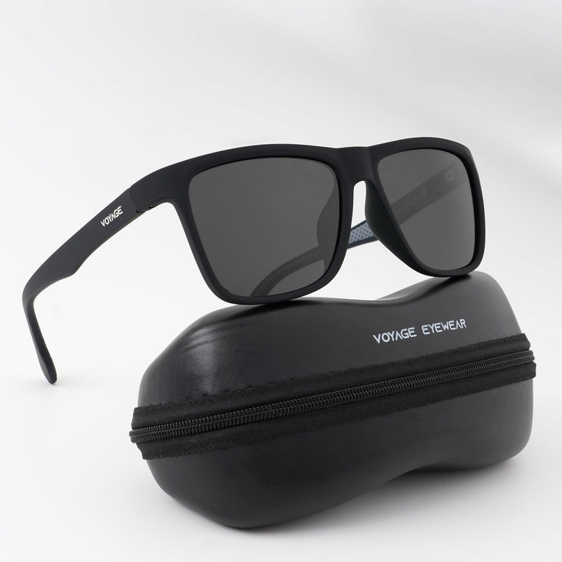 Dunk Matte Black Wayfarer Polarized Sunglasses | Black Lens - PMG5254