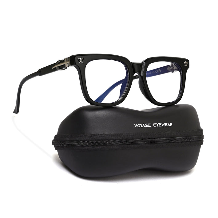 Voyage Black Square Eyeglasses for Men & Women (98530FMG7816)