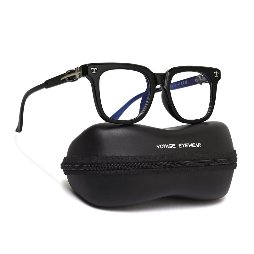 Voyage Black Square Eyeglasses for Men & Women (98530FMG7816)