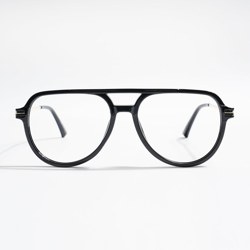 EyeJack Titex Shine Black & Golden Wayfarer Eyeglasses for Men & Women (18903CL350-C3)