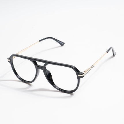 EyeJack Titex Shine Black & Golden Wayfarer Eyeglasses for Men & Women (18903CL350-C3)