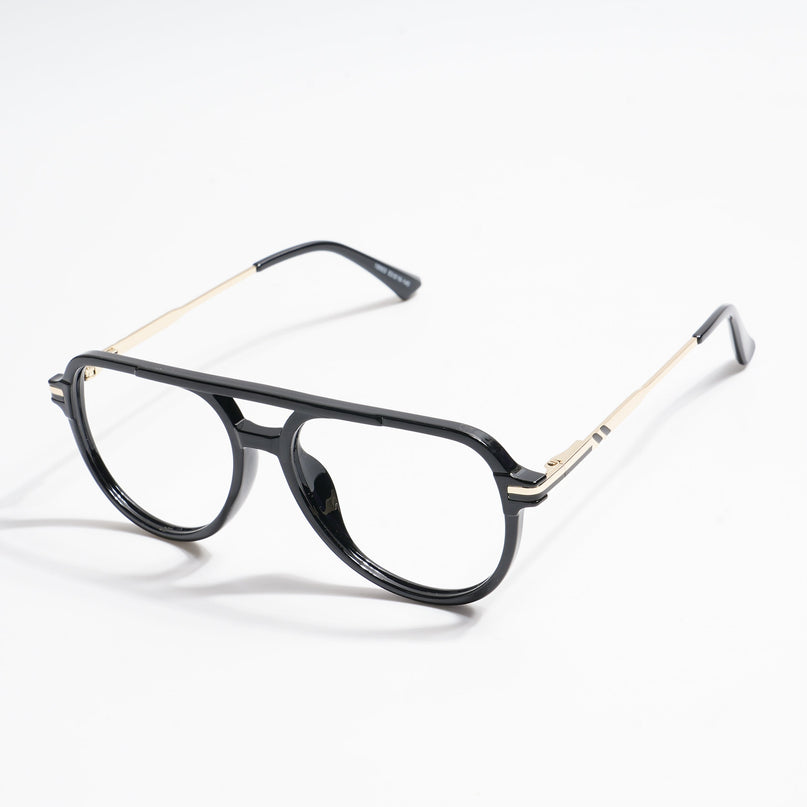 EyeJack Titex Shine Black & Golden Wayfarer Eyeglasses for Men & Women (18903CL350-C3)
