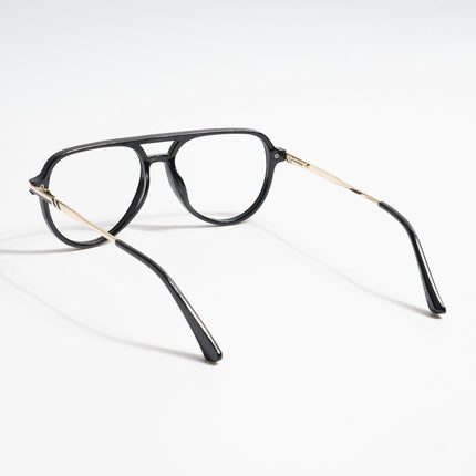 EyeJack Titex Shine Black & Golden Wayfarer Eyeglasses for Men & Women (18903CL350-C3)
