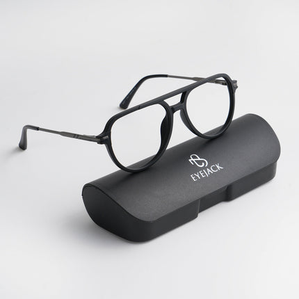 EyeJack Titex Matt Black & Grey Wayfarer Eyeglasses for Men & Women (18903CL351-C4)