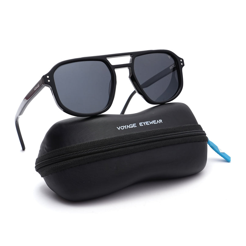 Voyage Select Square Polarized Sunglasses (Black Lens | Shine Black Frame - SLPMG5979)