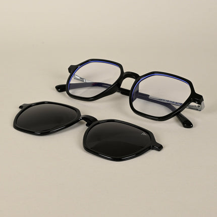 Wayfarer Black Clip-On Polarized Sunglasses - PMG4669