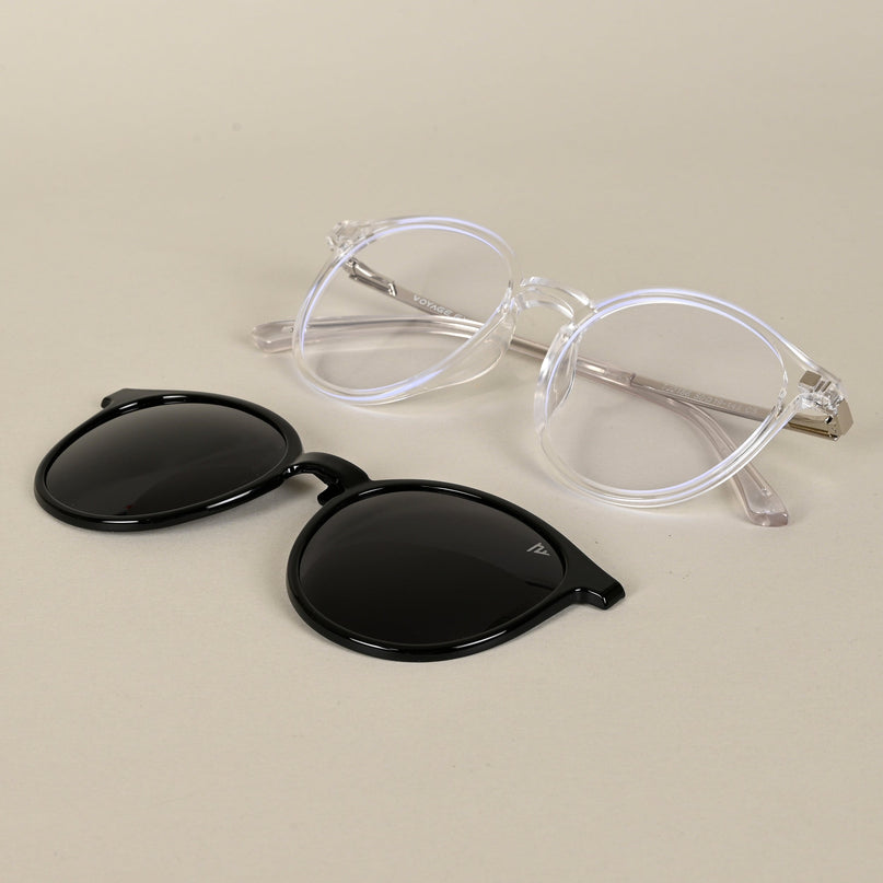 Transparent Round Clip-On Polarized Sunglasses - PMG4668