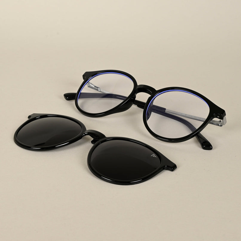Black Round Clip-On Polarized Sunglasses - PMG4667