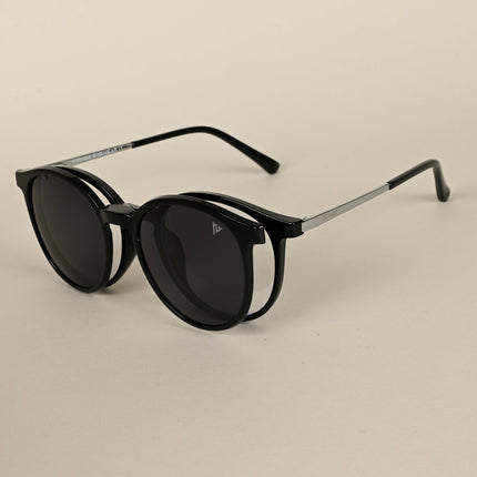 Black Round Clip-On Polarized Sunglasses - PMG4667