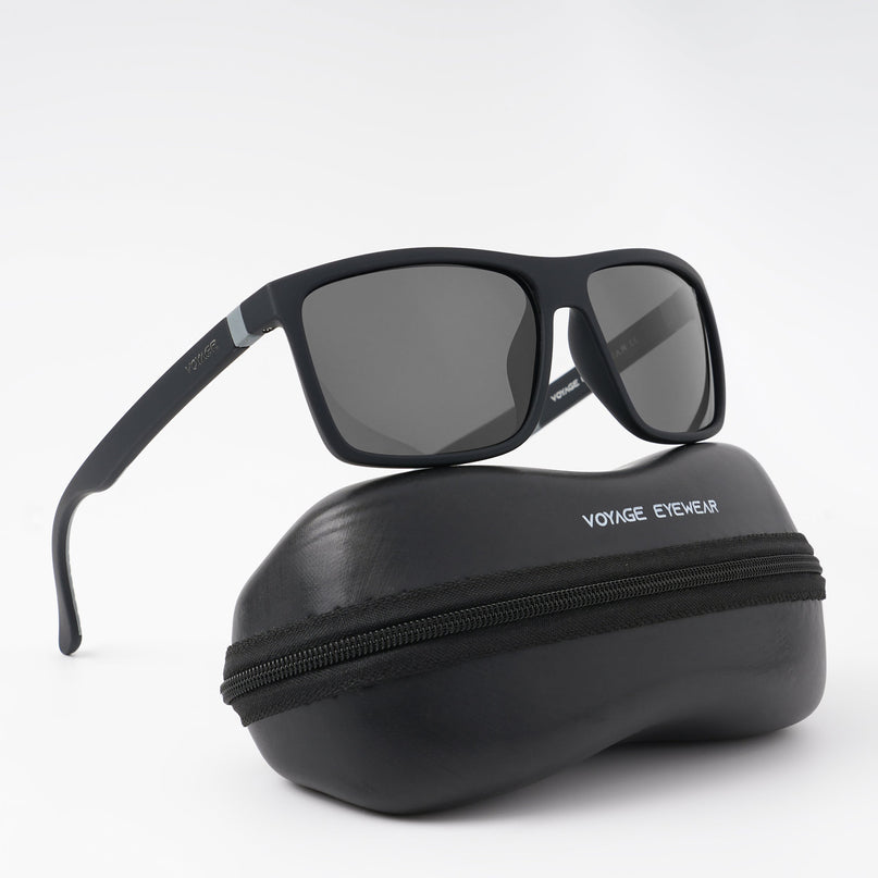 Dunk Matte Black Wayfarer Polarized Sunglasses | Black Lens - PMG5250