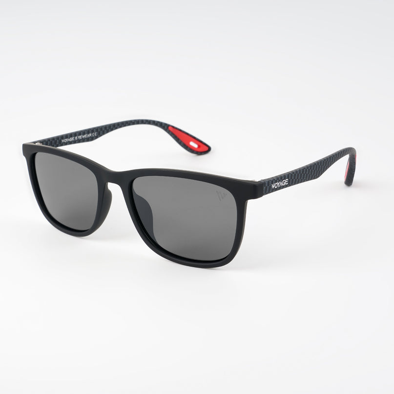 Dunk Matte Black Wayfarer Polarized Sunglasses | Black Lens - PMG5255