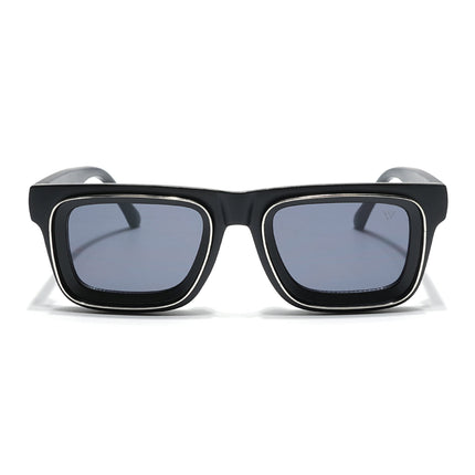 Smuggler | Matt Black & Silver Polarized Unisex Sunglasses | Black Lens - MG6421