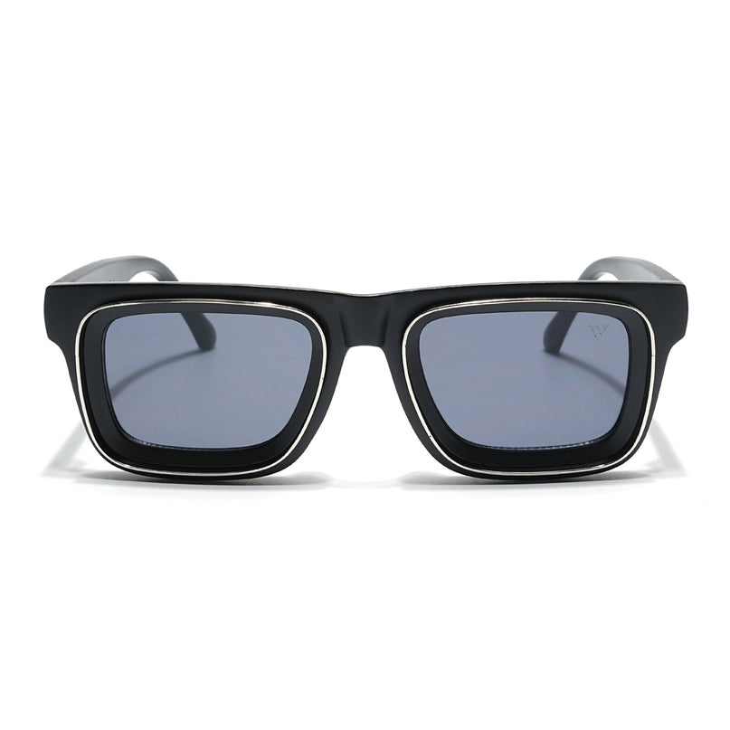 Smuggler | Matt Black & Silver Polarized Unisex Sunglasses | Black Lens - MG6421